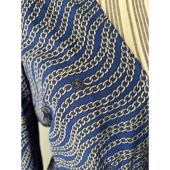 Michael Kors Blue Wavy Chain Faux Wrap Women's Ruffle M Dress Retails $155 - Picture 5 of 7